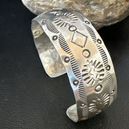 Navajo Stamped Cuff Bracelet | Sterling Silver | Authentic Native American Handmade | 17460
