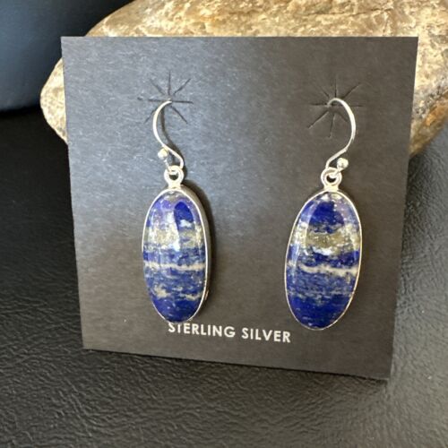 Blue Denim Lapis Dangle Earrings | Sterling Silver | 1" | 15803