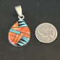 Women's Blue Turquoise & Spiny Oyster Inlay Pendant | Navajo Sterling Silver | Authentic Native American Jewelry | 15196