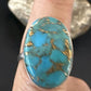 Navajo Blue Mojave Turquoise Ring | Sterling Silver | Adjustable Sz 8 | Authentic Native American Handmade | 15712