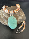 Navajo Green Turquoise Pendant | Sterling Silver | Authentic Native American Handmade | 17452