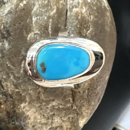 Navajo Blue Kingman Turquoise Ring | Sterling Silver | Sz 9 | Authentic Native American Handmade | 16585