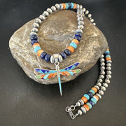Navajo Dragonfly Pendant | Sterling Silver Turquoise Spiny Inlay MultiColor | Authentic Native American Handmade | 16634