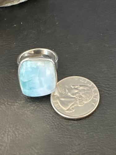 Navajo Blue Larimar Ring | Sterling Silver | Sz 8 | Authentic Native American Handmade | 17585