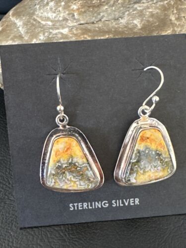 Navajo Bumblebee Jasper Earrings | Sterling Silver | Authentic Native American Handmade | 15830