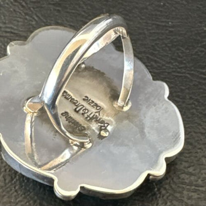 Navajo Blue Kingman Turquoise Cluster Ring | Authentic Native American Sterling Silver | Multi-Stone | Sz 10 | 17644