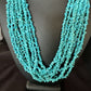 Blue Turquoise Nugget Bead Necklace | 10 Strand | Navajo Sterling Silver | 22" | 15030
