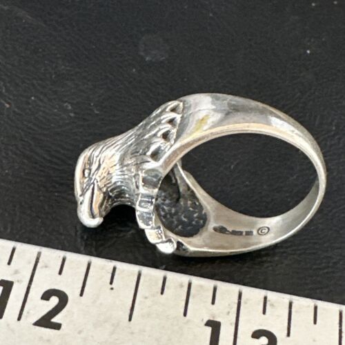 Men's Eagle Head Ring | Navajo Sterling Silver | Sz 10 | Authentic Native American Handmade | 15388