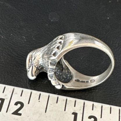 Men's Eagle Head Ring | Navajo Sterling Silver | Sz 10 | Authentic Native American Handmade | 15388