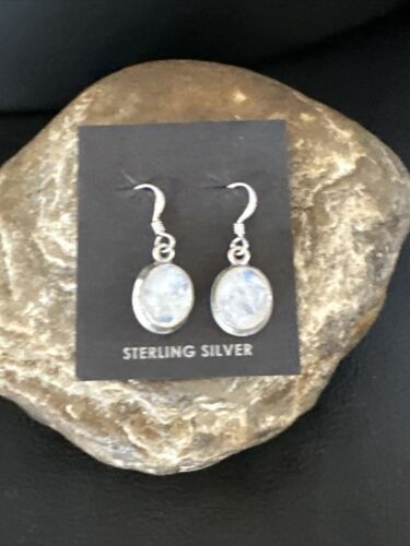 Navajo White Mother of Pearl Dangle Earrings | Sterling Silver | Authentic Native American Handmade | 15308