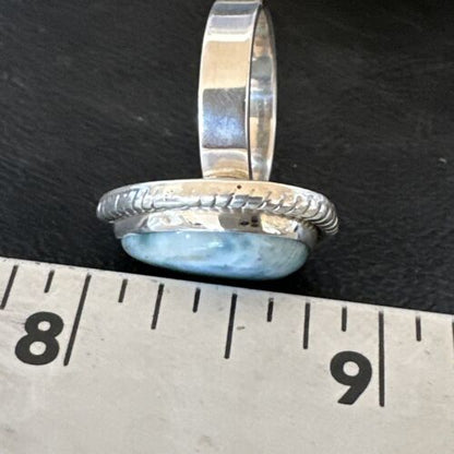 Navajo Blue Larimar Ring | Sterling Silver | Sz 6 | Authentic Native American Handmade | 16605