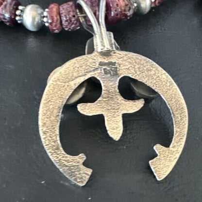 Navajo Purple Spiny Oyster White Buffalo Naja Pendant | Sterling Silver | Authentic Native American Handmade | 15025