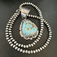 Women's Royston Turquoise Pendant Necklace | Navajo Pearls | Sterling Silver | Authentic Native American | 17063