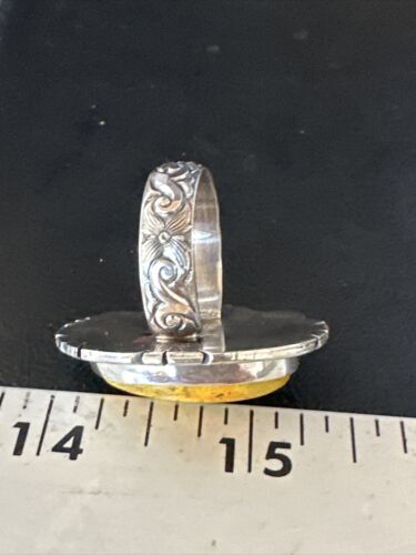 Navajo Yellow Bumble Bee Jasper Ring | Sterling Silver | Sz 9.5 | Authentic Native American Handmade | 14947