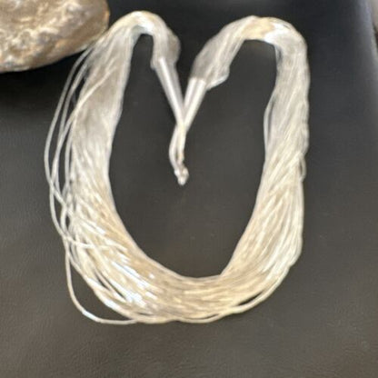Statement Liquid Silver Heishi Necklace | 100 Strand Sterling Silver | 29" | 16450