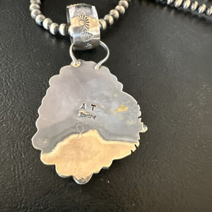Navajo Bumblebee Jasper Pendant Necklace | Sterling Silver | Authentic Native American Handmade | 14984