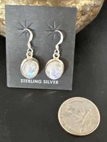 Navajo White Mother of Pearl Dangle Earrings | Sterling Silver | Authentic Native American Handmade | 15308