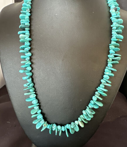 Navajo Blue Nugget Turquoise Bead Necklace | Sterling Silver Pearls | 20" | Authentic Native American Handmade | 16520