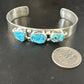 Navajo Blue Kingman Turquoise 3 Stone Cuff Bracelet | Sterling Silver | Authentic Native American Handmade | 15044