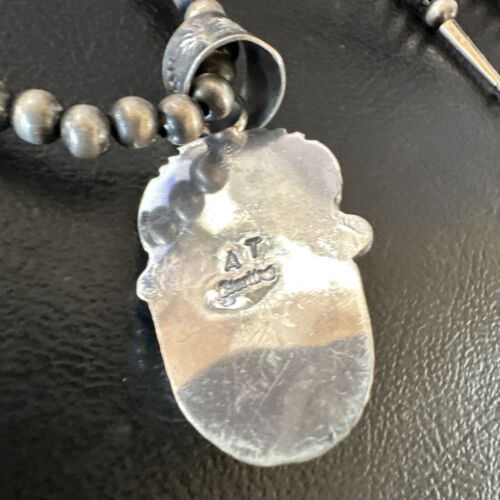 Navajo Blue Boulder Turquoise Necklace Pendant | Sterling Silver | Authentic Native American Handmade | 16139