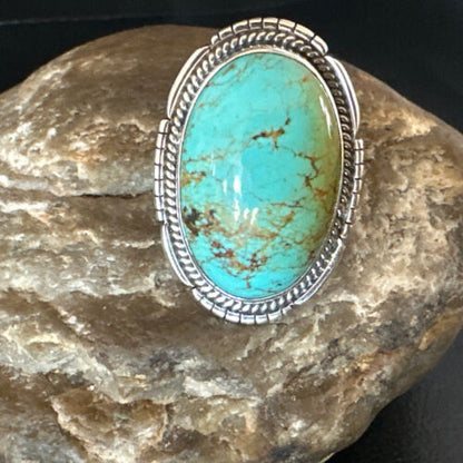 Blue #8 Turquoise Navajo Ring | Sterling Silver | Sz 12 | Authentic Native American Handmade | 15504