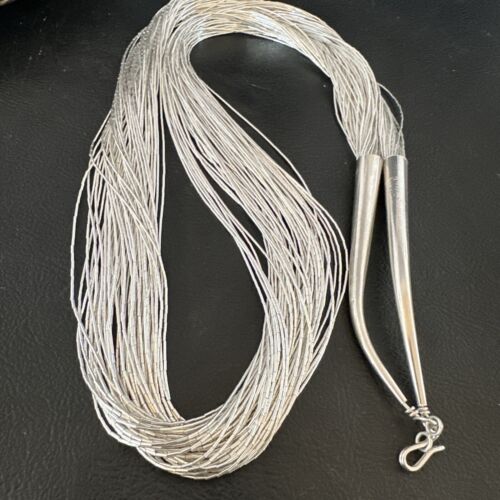 Statement Liquid Silver Heishi Necklace | 50 Strand | Sterling Silver | 30" | 16914