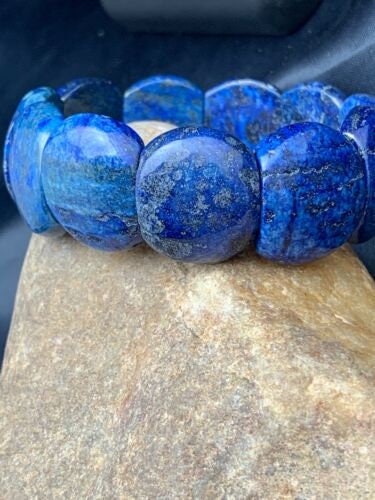 Navy Blue Lapis Stone Stretch Bracelet | 7.25" Stretchable | Authentic Native American Handmade | 4601
