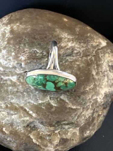 Navajo Green Mojave Turquoise Ring | Sterling Silver | Sz 7 | Authentic Native American Handmade | 15593
