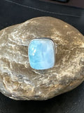 Navajo Blue Larimar Ring | Sterling Silver | Sz 8 | Authentic Native American Handmade | 17585