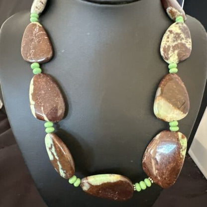 Navajo Men's Green Chrysoprase & Howlite Necklace | Sterling Silver | 20" | Authentic Native American Handmade | 16820
