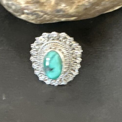 Navajo Green Turquoise Ring | Sterling Silver | Sz 11 | Authentic Native American Handmade | 15507
