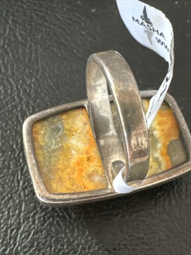 Navajo Yellow BumbleBee Jasper Adjustable Ring | Sterling Silver | Sz 8 | Authentic Native American Handmade | 14021
