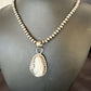 White Buffalo Turquoise Pendant | Navajo Pearls Sterling Silver Necklace | Authentic Native American Handmade | 17108