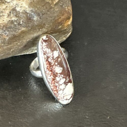 Navajo Wild Horse Turquoise Ring | Sterling Silver | Sz 8 Adjustable | Authentic Native American Handmade | 15553