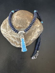 Navajo Opal, Lapis & Turquoise Pendant Necklace | Sterling Silver | Authentic Native American Handmade | 15637