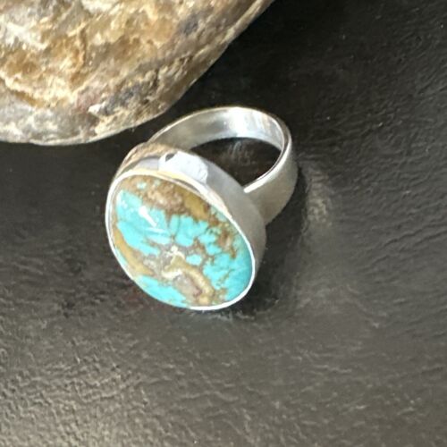 Navajo Blue Turquoise #8 Ring | Sterling Silver | Sz 9.5 | Authentic Native American Handmade | 14964