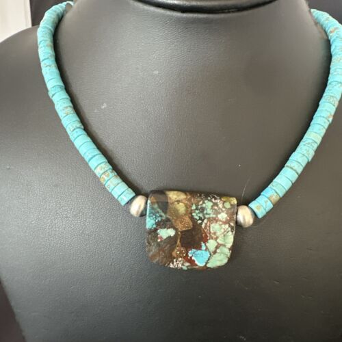 Navajo SpiderWeb Turquoise Heishi Pearls Necklace | Sterling Silver | 20" | 16912