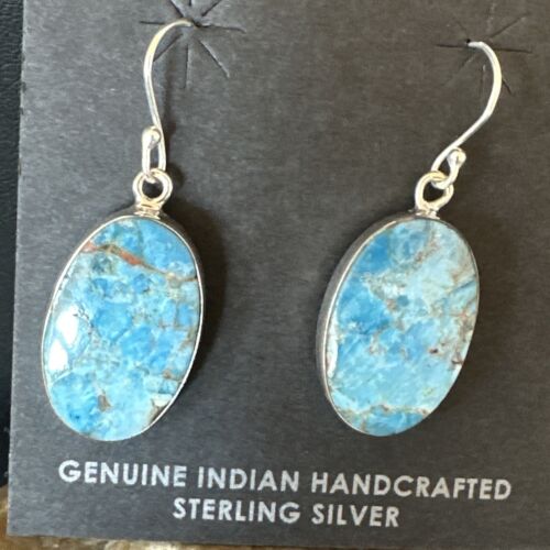 Southwestern Blue Denim Lapis Dangle Earrings | Sterling Silver | 1" | 15797