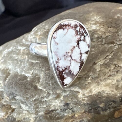 Men's & Women's Wild Horse Turquoise Ring | Navajo Sterling Silver | Sz 7 | Authentic Native American Handmade | 17284