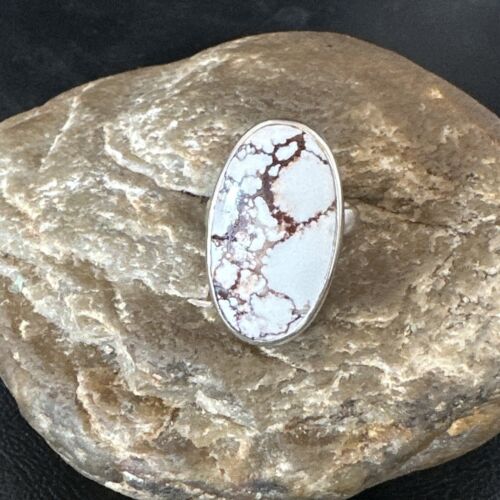 Navajo Wild Horse Turquoise Ring | Sterling Silver | Sz 6.5 | Authentic Native American Handmade | 17277
