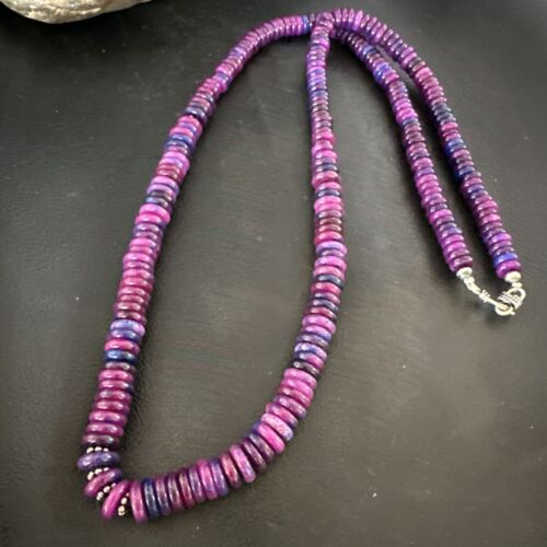 Navajo Pearls Purple Sugilite Pendant Necklace | Sterling Silver Beads | 29" | Authentic Native American Handmade | 16947