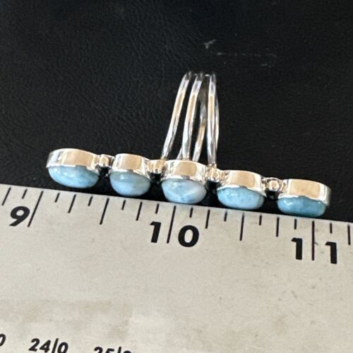 Navajo Blue Larimar Multi-Stone Ring | Authentic Native American Sterling Silver | Multi-Stone | Sz 8 | 15930