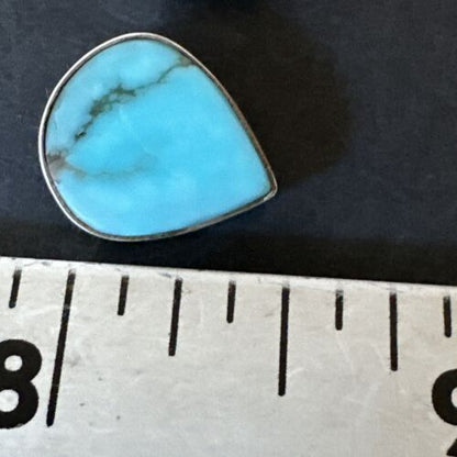 Navajo Blue Kingman Turquoise Post Stud Earrings | Sterling Silver | Authentic Native American Handmade | 17467