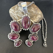Navajo Purple Spiny Oyster Naja Pendant Necklace | Sterling Silver | Native American Handmade | 16101