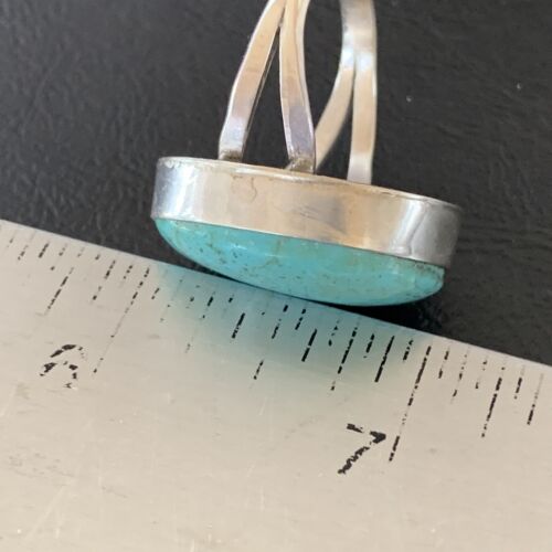 Men's Navajo Blue Kingman Turquoise Ring | Sterling Silver Oval | Sz 10 | 14885