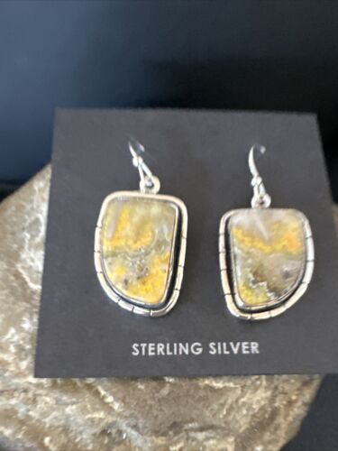 Navajo Bumblebee Jasper Earrings | Sterling Silver | Authentic Native American Handmade | 15825