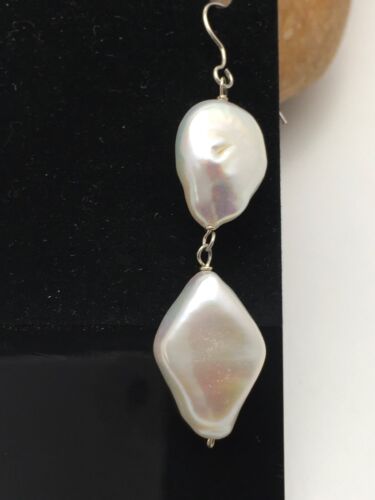 Handmade Sterling Silver Pearl Dangle Earrings | 1.5" | 03080