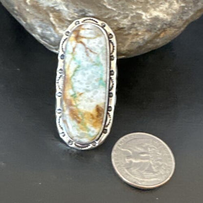 Navajo Ribbon Boulder Green Turquoise Ring | Sterling Silver | Sz 10 | 16270