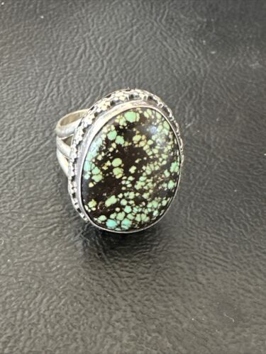 Navajo Spiderweb Blue Turquoise Ring | Sterling Silver | Sz 6 | Authentic Native American Handmade | 16892