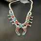 Navajo Shadowbox Coral Kingman Turquoise Squash Blossom Necklace | Sterling Silver | 17" | 16112